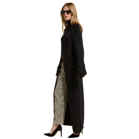 Mimosa Black Turtleneck Split Front Midi Sweater MD4063_C2 - Picture 4 of 6
